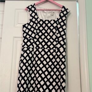 White House Black Market Geometric Black and White Midi Dress